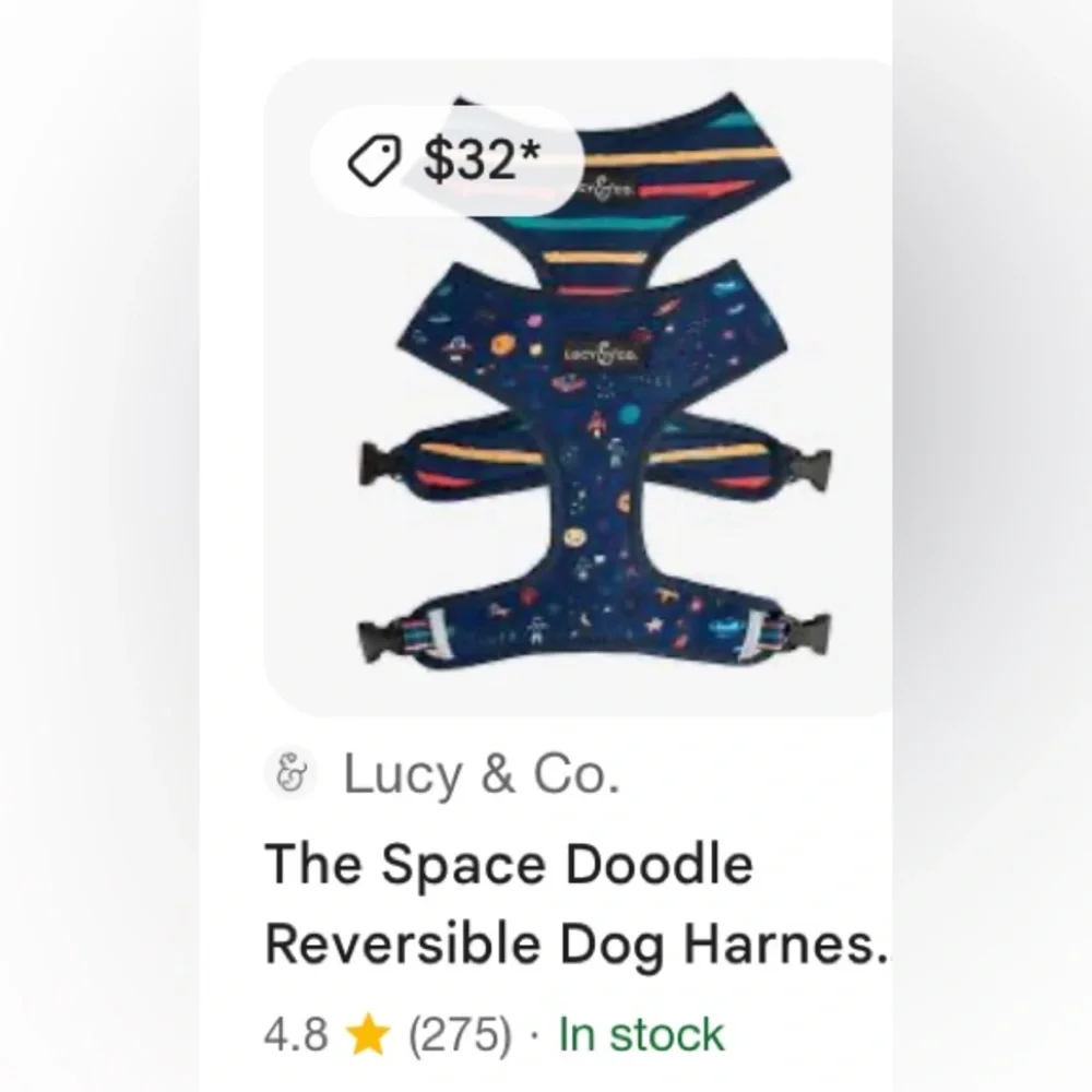 Lucy & Co. Space Doodle Reversible Harness in Gently used condition!